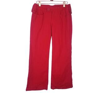 Lux | Red Wide Leg Mid Rise Pants 29